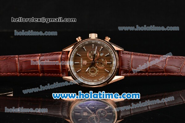 Tag Heuer Carrera Calibre 1969 Chrono Jack Heuer Limited Edition Miyota OS20 Quartz Rose Gold Case with Stick Markers and Brown Dial - Click Image to Close